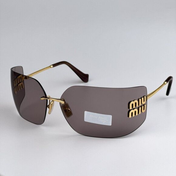 NEW Miu Miu MU54YS 5AK06I RUNWAY Gold Purple Brown Wraparound Women Sunglasses main image 4